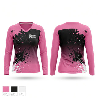 Womens Long Sleeve Vneck Shirt, Sons of Pitches, Softball, Teamtime, Team time, sublimation, custom sports apparel, team uniforms, spirit wear, spiritwear, sports uniforms, custom shirts, team store, custom team store, fundraiser sports, apparel fundraiser