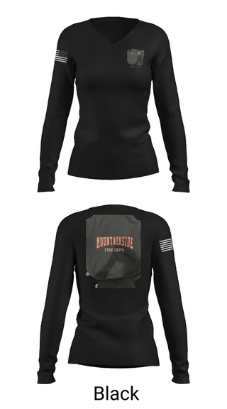 Womens Long Sleeve Vneck Shirt, Mountainside Fire Department, Fire Department, Teamtime, Team time, sublimation, custom sports apparel, team uniforms, spirit wear, spiritwear, sports uniforms, custom shirts, team store, custom team store, fundraiser sports, apparel fundraiser