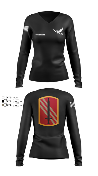 Womens Long Sleeve Vneck Shirt, 196th BDE SIG CO, , Teamtime, Team time, sublimation, custom sports apparel, team uniforms, spirit wear, spiritwear, sports uniforms, custom shirts, team store, custom team store, fundraiser sports, apparel fundraiser