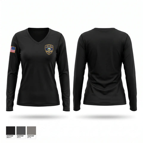 Womens Long Sleeve Vneck Shirt, Cotter Police Department, Police, Teamtime, Team time, sublimation, custom sports apparel, team uniforms, spirit wear, spiritwear, sports uniforms, custom shirts, team store, custom team store, fundraiser sports, apparel fundraiser