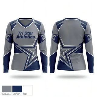 Womens Long Sleeve Vneck Shirt, Tri Star Athletics, Men's Basketball, Teamtime, Team time, sublimation, custom sports apparel, team uniforms, spirit wear, spiritwear, sports uniforms, custom shirts, team store, custom team store, fundraiser sports, apparel fundraiser
