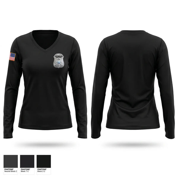 Womens Long Sleeve Vneck Shirt, Westland Police Department, Police, Teamtime, Team time, sublimation, custom sports apparel, team uniforms, spirit wear, spiritwear, sports uniforms, custom shirts, team store, custom team store, fundraiser sports, apparel fundraiser