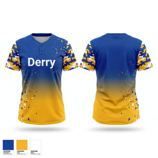 Two Button Softball Jersey, Derry, Softball, Teamtime, Team time, sublimation, custom sports apparel, team uniforms, spirit wear, spiritwear, sports uniforms, custom shirts, team store, custom team store, fundraiser sports, apparel fundraiser