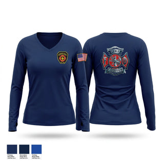 Womens Long Sleeve Vneck Shirt, Station 2, Fire Department, Teamtime, Team time, sublimation, custom sports apparel, team uniforms, spirit wear, spiritwear, sports uniforms, custom shirts, team store, custom team store, fundraiser sports, apparel fundraiser