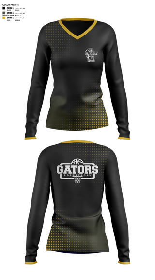 Womens Long Sleeve Vneck Shirt, Gators, Women's Basketball, Teamtime, Team time, sublimation, custom sports apparel, team uniforms, spirit wear, spiritwear, sports uniforms, custom shirts, team store, custom team store, fundraiser sports, apparel fundraiser