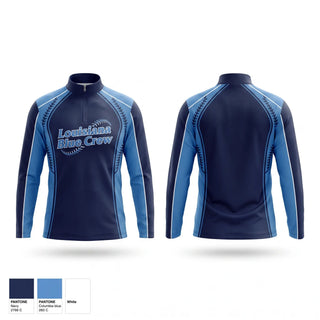 Quarter Zip Jacket, Louisiana Blue Crew, Baseball, Teamtime, Team time, sublimation, custom sports apparel, team uniforms, spirit wear, spiritwear, sports uniforms, custom shirts, team store, custom team store, fundraiser sports, apparel fundraiser