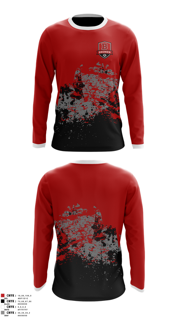 Long Sleeve Performance Shirt, Bremen Soccer, Men's Soccer, Teamtime, Team time, sublimation, custom sports apparel, team uniforms, spirit wear, spiritwear, sports uniforms, custom shirts, team store, custom team store, fundraiser sports, apparel fundraiser