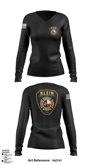 Womens Long Sleeve Vneck Shirt, Klein Fire Department Station 33, Fire Department, Teamtime, Team time, sublimation, custom sports apparel, team uniforms, spirit wear, spiritwear, sports uniforms, custom shirts, team store, custom team store, fundraiser sports, apparel fundraiser