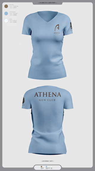 Womens Short Sleeve Vneck Shirt, Athena Gun Club, , Teamtime, Team time, sublimation, custom sports apparel, team uniforms, spirit wear, spiritwear, sports uniforms, custom shirts, team store, custom team store, fundraiser sports, apparel fundraiser