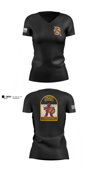 Womens Short Sleeve Vneck Shirt, 3-509th Parachute Infantry BN Able Nation, , Teamtime, Team time, sublimation, custom sports apparel, team uniforms, spirit wear, spiritwear, sports uniforms, custom shirts, team store, custom team store, fundraiser sports, apparel fundraiser