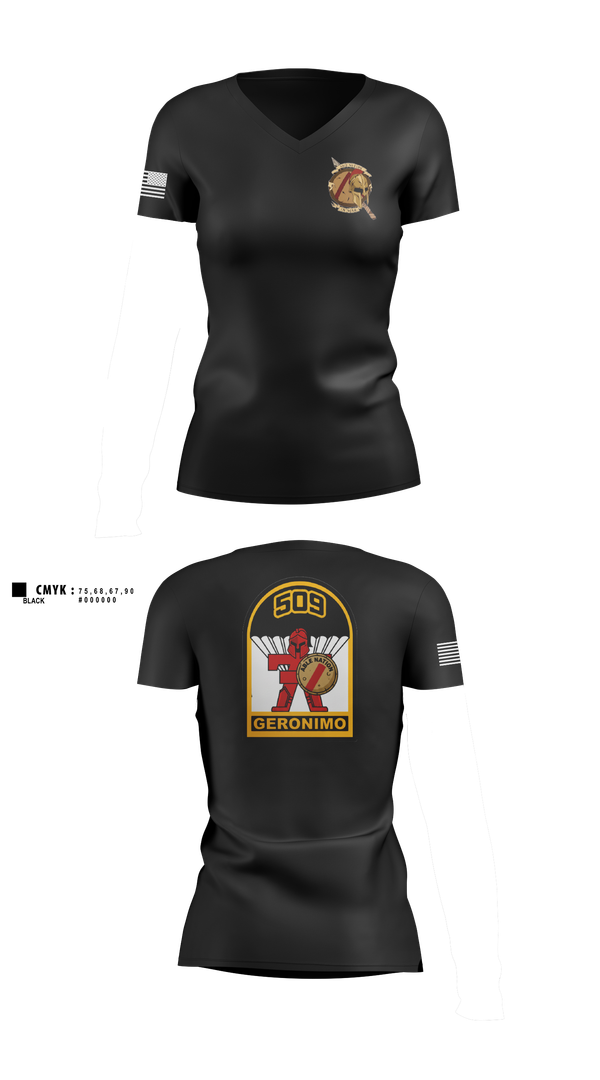 Womens Short Sleeve Vneck Shirt, 3-509th Parachute Infantry BN Able Nation, , Teamtime, Team time, sublimation, custom sports apparel, team uniforms, spirit wear, spiritwear, sports uniforms, custom shirts, team store, custom team store, fundraiser sports, apparel fundraiser