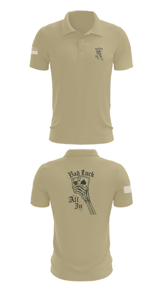 Short Sleeve Performance Polo, 4th plt bad luck, Army, Teamtime, Team time, sublimation, custom sports apparel, team uniforms, spirit wear, spiritwear, sports uniforms, custom shirts, team store, custom team store, fundraiser sports, apparel fundraiser