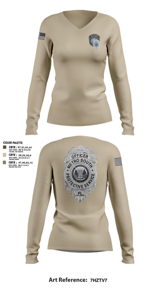 Womens Long Sleeve Vneck Shirt, METRO SOUTH PROTECTIVE SERVICE, , Teamtime, Team time, sublimation, custom sports apparel, team uniforms, spirit wear, spiritwear, sports uniforms, custom shirts, team store, custom team store, fundraiser sports, apparel fundraiser