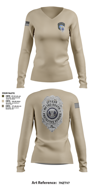 METRO SOUTH PROTECTIVE SERVICE 25947378 Women's Long Sleeve V-neck Shirt - 2