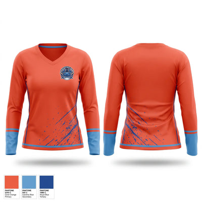 Back bay blue crabs Women's Long Sleeve V-neck Shirt - 1