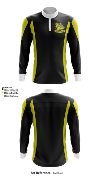 Quarter Zip Jacket, Richards High School Cheer, Cheer, Teamtime, Team time, sublimation, custom sports apparel, team uniforms, spirit wear, spiritwear, sports uniforms, custom shirts, team store, custom team store, fundraiser sports, apparel fundraiser