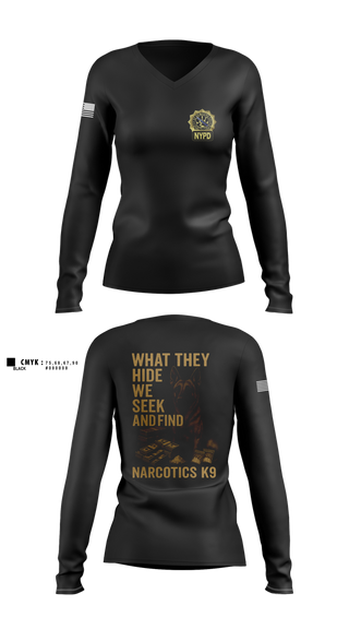 Womens Long Sleeve Vneck Shirt, Narcotics K9, , Teamtime, Team time, sublimation, custom sports apparel, team uniforms, spirit wear, spiritwear, sports uniforms, custom shirts, team store, custom team store, fundraiser sports, apparel fundraiser