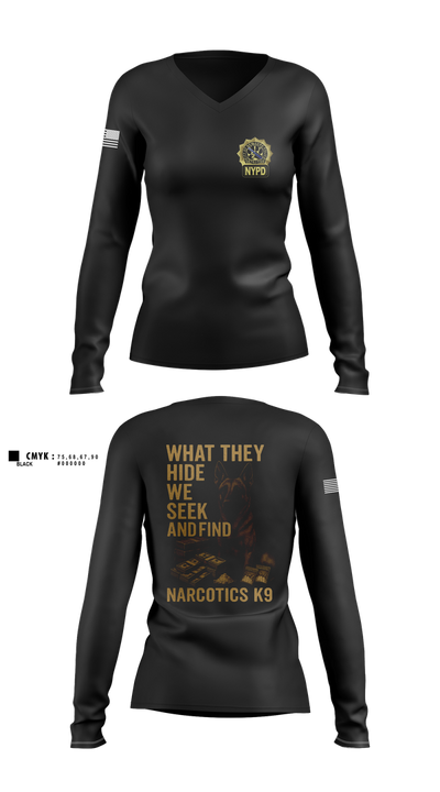 Narcotics K9 63808896 Women's Long Sleeve V-neck Shirt - 2 (1)