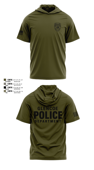 Short Sleeve Performance Shirt with hood, GLENCOE POLICE INVESTIGATIONS, Police, Teamtime, Team time, sublimation, custom sports apparel, team uniforms, spirit wear, spiritwear, sports uniforms, custom shirts, team store, custom team store, fundraiser sports, apparel fundraiser