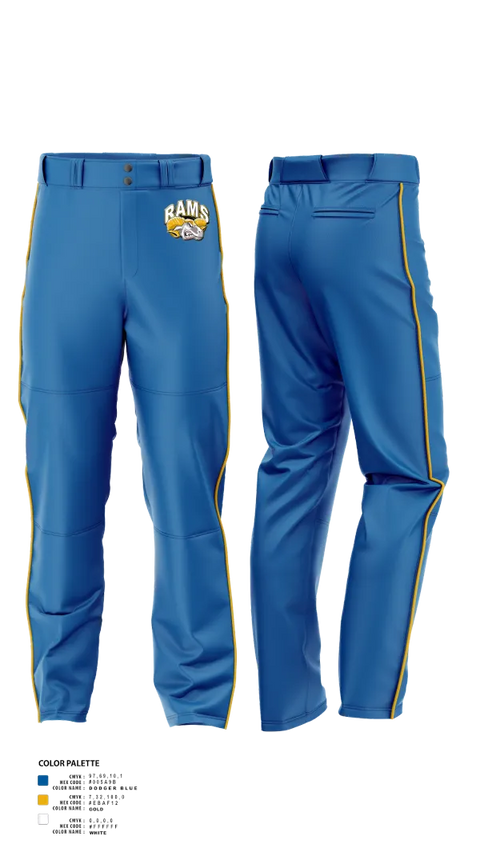 Baseball Pants, Brogden Rams, Baseball, Teamtime, Team time, sublimation, custom sports apparel, team uniforms, spirit wear, spiritwear, sports uniforms, custom shirts, team store, custom team store, fundraiser sports, apparel fundraiser