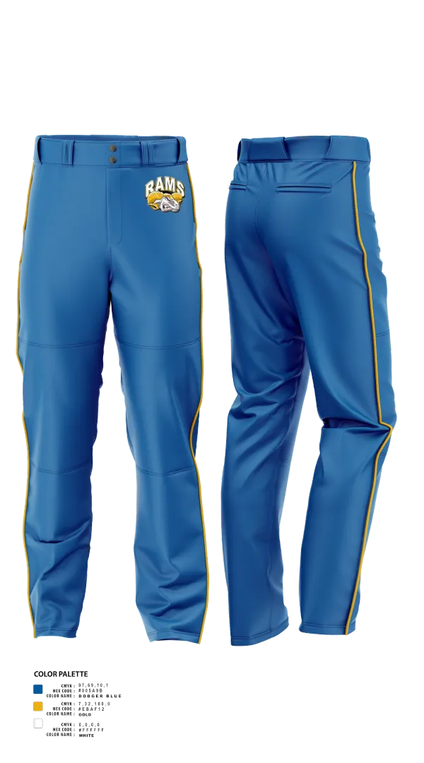 Baseball Pants, Brogden Rams, Baseball, Teamtime, Team time, sublimation, custom sports apparel, team uniforms, spirit wear, spiritwear, sports uniforms, custom shirts, team store, custom team store, fundraiser sports, apparel fundraiser