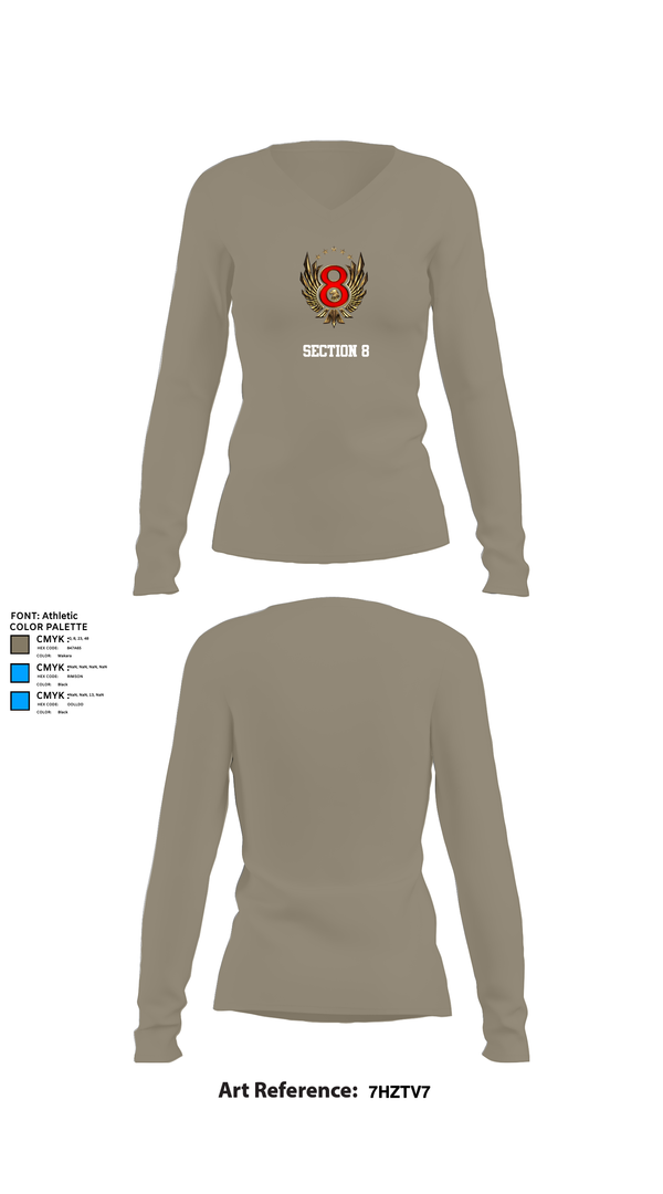 Womens Long Sleeve Vneck Shirt, Section 8, , Teamtime, Team time, sublimation, custom sports apparel, team uniforms, spirit wear, spiritwear, sports uniforms, custom shirts, team store, custom team store, fundraiser sports, apparel fundraiser