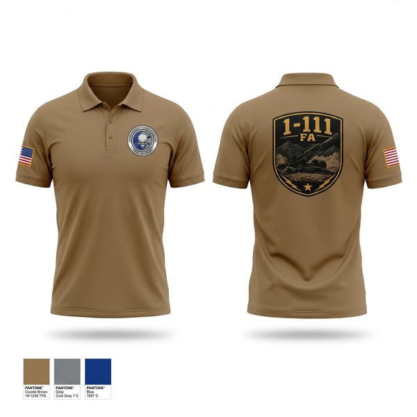 Short Sleeve Performance Polo, 1-111FA C BTRY, Army, Teamtime, Team time, sublimation, custom sports apparel, team uniforms, spirit wear, spiritwear, sports uniforms, custom shirts, team store, custom team store, fundraiser sports, apparel fundraiser