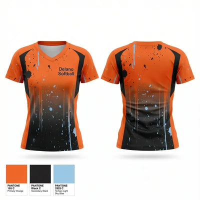 Delano Softball 50482970 Women's Short Sleeve V-neck Shirt - 1