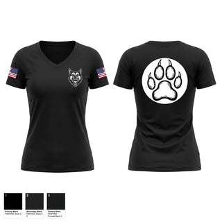 Womens Short Sleeve Vneck Shirt, Fountain Valley Police Department K9 Unit, Police, Teamtime, Team time, sublimation, custom sports apparel, team uniforms, spirit wear, spiritwear, sports uniforms, custom shirts, team store, custom team store, fundraiser sports, apparel fundraiser