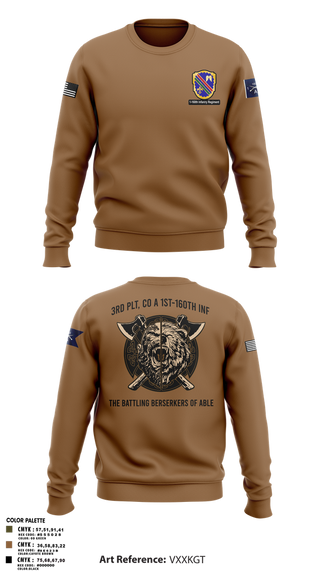 Crew Neck Sweatshirt, Co A, 1st-160th INF, 79th IBCT, , Teamtime, Team time, sublimation, custom sports apparel, team uniforms, spirit wear, spiritwear, sports uniforms, custom shirts, team store, custom team store, fundraiser sports, apparel fundraiser