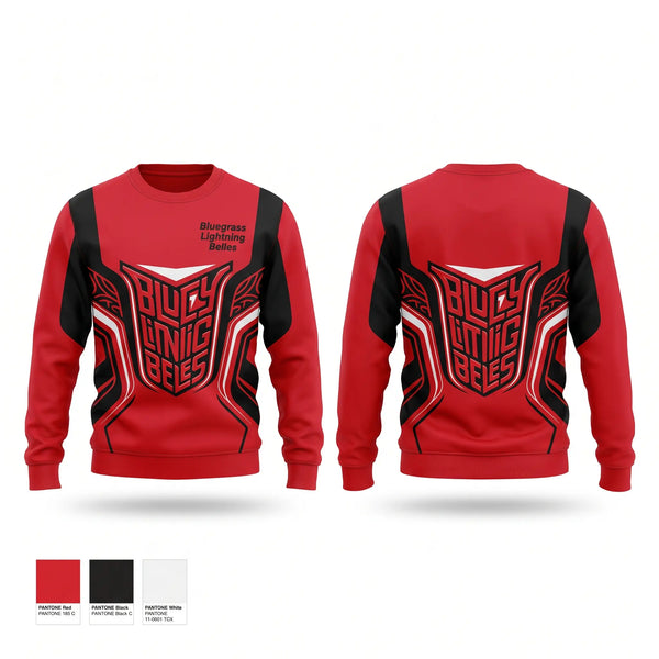 Crew Neck Sweatshirt, Bluegrass Lightning Belles, Softball, Teamtime, Team time, sublimation, custom sports apparel, team uniforms, spirit wear, spiritwear, sports uniforms, custom shirts, team store, custom team store, fundraiser sports, apparel fundraiser