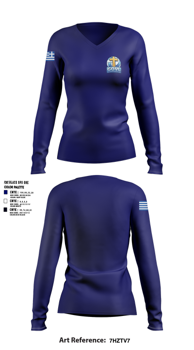 Greek Orthodox Volleyball League 97213591 Women's Long Sleeve V-neck Shirt - 1