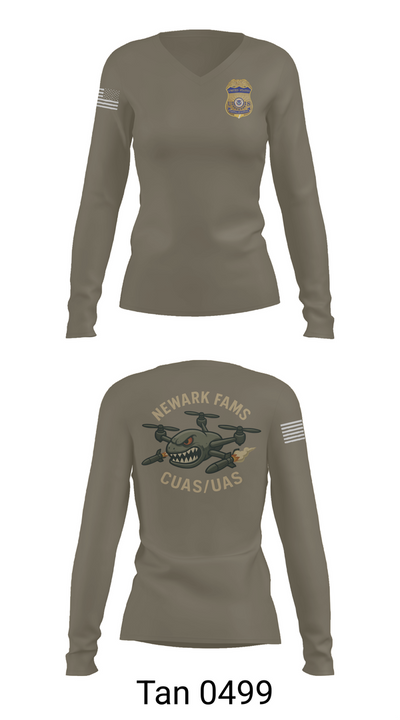 Newark FAMS 70077799 Women's Long Sleeve V-neck Shirt - 73