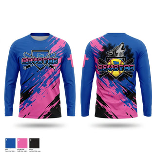 Long Sleeve Performance Shirt, Coyotes, Softball, Teamtime, Team time, sublimation, custom sports apparel, team uniforms, spirit wear, spiritwear, sports uniforms, custom shirts, team store, custom team store, fundraiser sports, apparel fundraiser