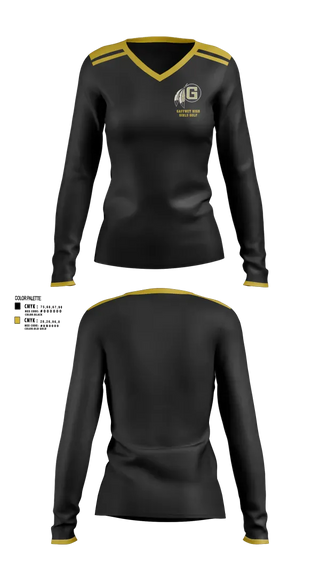 Womens Long Sleeve Vneck Shirt, Gaffney High School Golf, Golf, Teamtime, Team time, sublimation, custom sports apparel, team uniforms, spirit wear, spiritwear, sports uniforms, custom shirts, team store, custom team store, fundraiser sports, apparel fundraiser