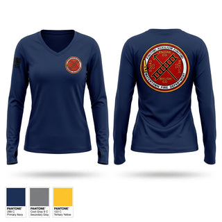 Womens Long Sleeve Vneck Shirt, Watertown, Fire Department, Teamtime, Team time, sublimation, custom sports apparel, team uniforms, spirit wear, spiritwear, sports uniforms, custom shirts, team store, custom team store, fundraiser sports, apparel fundraiser