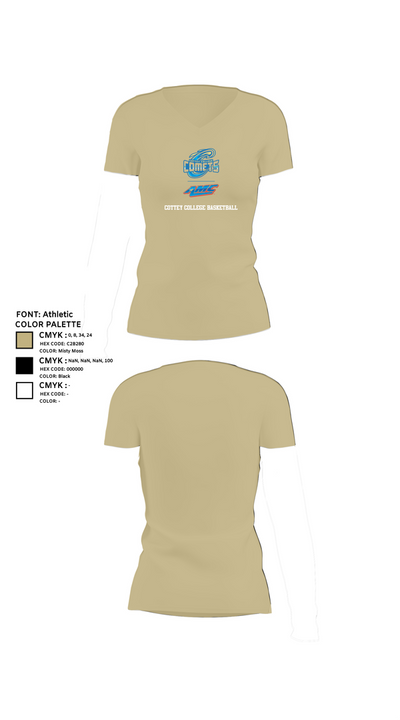 Cottey College Basketball 57354775 Women's Short Sleeve V-neck Shirt - 26