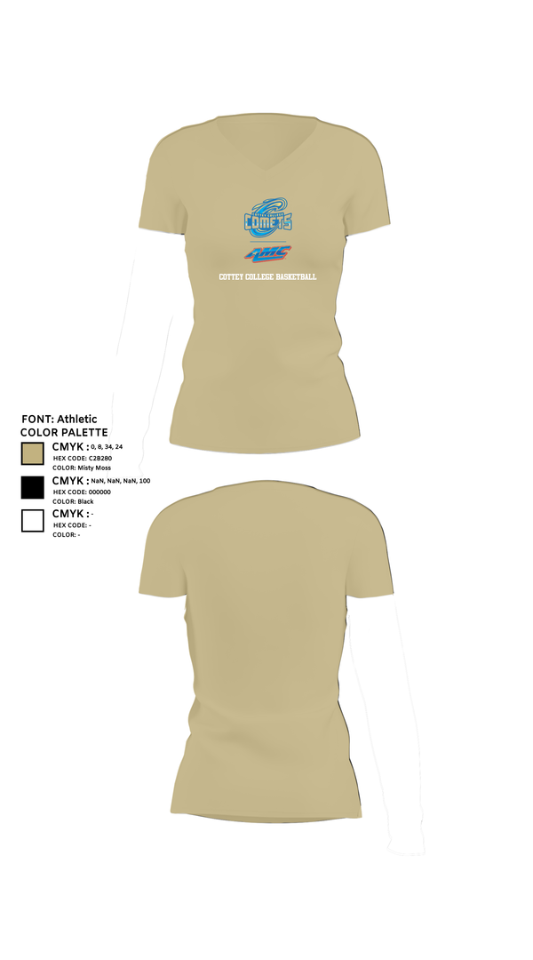 Womens Short Sleeve Vneck Shirt, Cottey College Basketball, Women's Basketball, Teamtime, Team time, sublimation, custom sports apparel, team uniforms, spirit wear, spiritwear, sports uniforms, custom shirts, team store, custom team store, fundraiser sports, apparel fundraiser