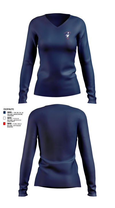 Kate Duncan Smith DAR School Volleyball 52095920 Women's Long Sleeve V-neck Shirt - 51