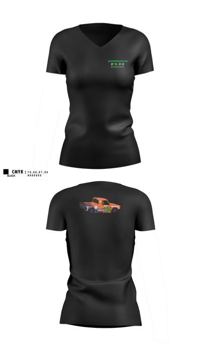 Rubberneck Racing 33186626 Women's Short Sleeve V-neck Shirt - 100