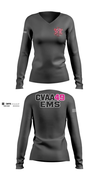 Womens Long Sleeve Vneck Shirt, Coudersport Ems, EMS/EMT, Teamtime, Team time, sublimation, custom sports apparel, team uniforms, spirit wear, spiritwear, sports uniforms, custom shirts, team store, custom team store, fundraiser sports, apparel fundraiser