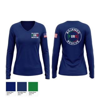 Womens Long Sleeve Vneck Shirt, Cabo Este, Fire Department, Teamtime, Team time, sublimation, custom sports apparel, team uniforms, spirit wear, spiritwear, sports uniforms, custom shirts, team store, custom team store, fundraiser sports, apparel fundraiser