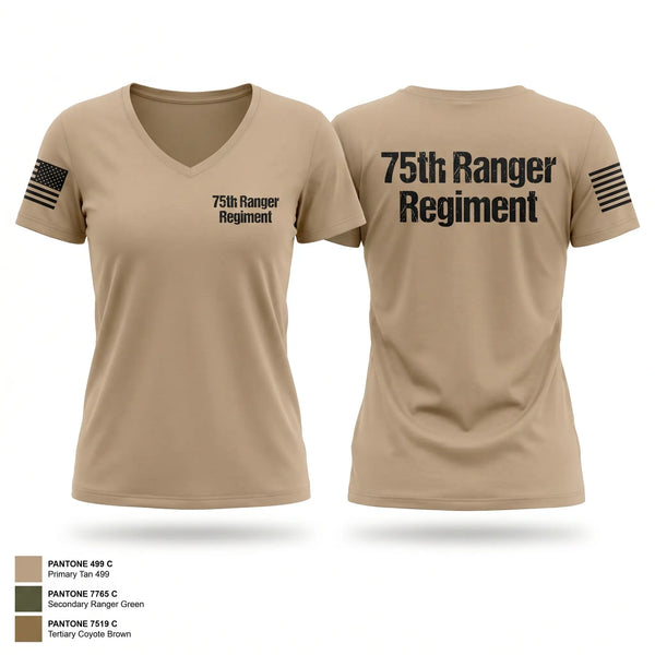 Womens Short Sleeve Vneck Shirt, 75th Ranger Regiment, Army, Teamtime, Team time, sublimation, custom sports apparel, team uniforms, spirit wear, spiritwear, sports uniforms, custom shirts, team store, custom team store, fundraiser sports, apparel fundraiser