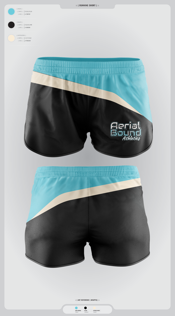 Womens Shorts, Aerial Bound Athletics, Spirit Store, Teamtime, Team time, sublimation, custom sports apparel, team uniforms, spirit wear, spiritwear, sports uniforms, custom shirts, team store, custom team store, fundraiser sports, apparel fundraiser