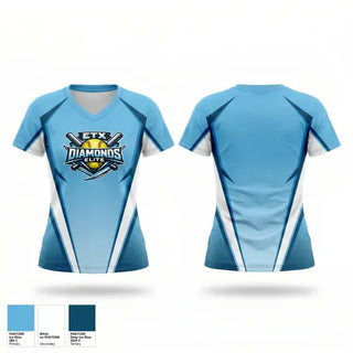 Womens Short Sleeve Vneck Shirt, ETX Diamonds Elite, Softball, Teamtime, Team time, sublimation, custom sports apparel, team uniforms, spirit wear, spiritwear, sports uniforms, custom shirts, team store, custom team store, fundraiser sports, apparel fundraiser
