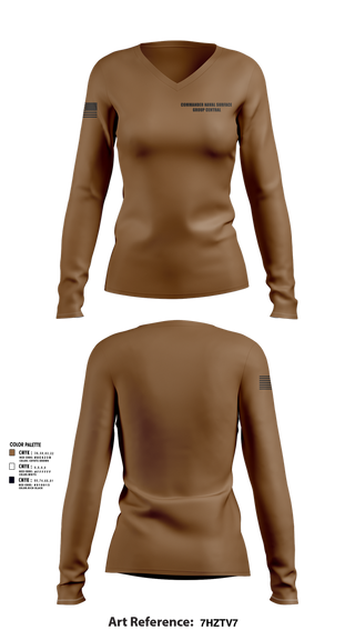 Womens Long Sleeve Vneck Shirt, Commander Naval Surface Group Central, , Teamtime, Team time, sublimation, custom sports apparel, team uniforms, spirit wear, spiritwear, sports uniforms, custom shirts, team store, custom team store, fundraiser sports, apparel fundraiser