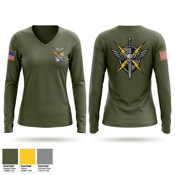 Womens Long Sleeve Vneck Shirt, Temple SWAT, Police, Teamtime, Team time, sublimation, custom sports apparel, team uniforms, spirit wear, spiritwear, sports uniforms, custom shirts, team store, custom team store, fundraiser sports, apparel fundraiser