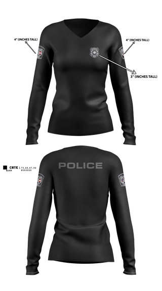 Womens Long Sleeve Vneck Shirt, A.C.E., Police, Teamtime, Team time, sublimation, custom sports apparel, team uniforms, spirit wear, spiritwear, sports uniforms, custom shirts, team store, custom team store, fundraiser sports, apparel fundraiser