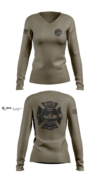 Womens Long Sleeve Vneck Shirt, 99 CES/CEF, Air Force, Teamtime, Team time, sublimation, custom sports apparel, team uniforms, spirit wear, spiritwear, sports uniforms, custom shirts, team store, custom team store, fundraiser sports, apparel fundraiser