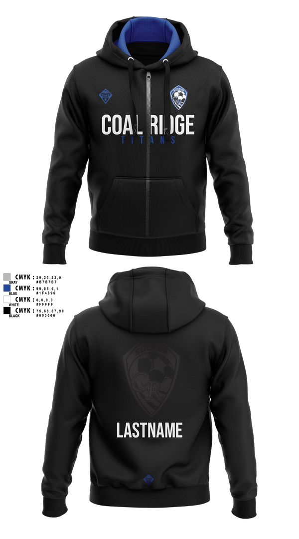 Zip Hoodie, Coal Ridge HS Boys Soccer, Men's Soccer, Teamtime, Team time, sublimation, custom sports apparel, team uniforms, spirit wear, spiritwear, sports uniforms, custom shirts, team store, custom team store, fundraiser sports, apparel fundraiser